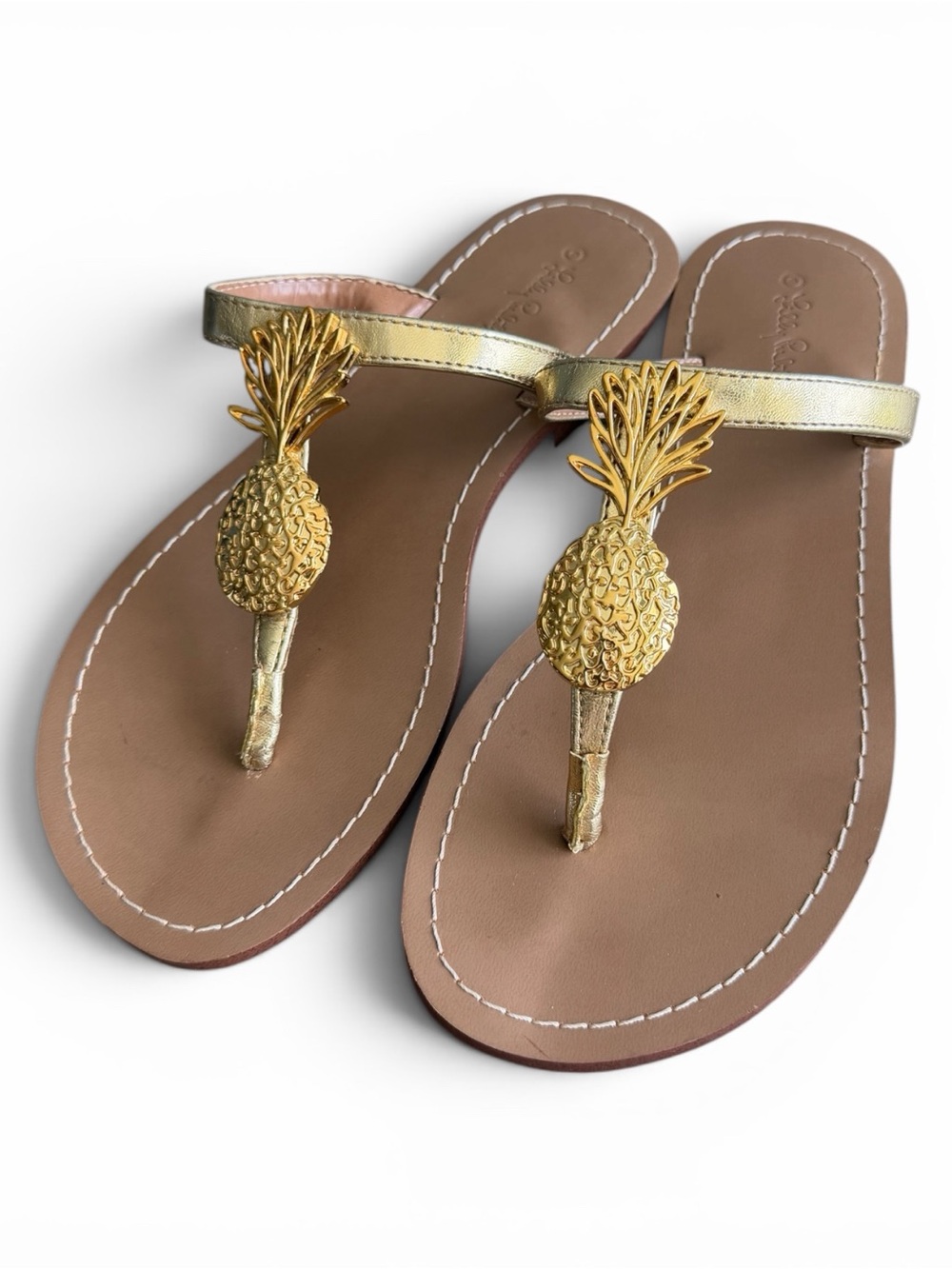 Lilly Pulitzer for Target Gold Pineapple Flip Flops Thong Sandals Size 8